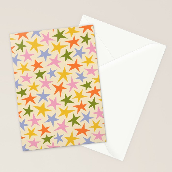 Colorful retro star shape art pattern Stationery Card Gallery Image 2