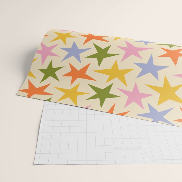 Colorful retro star shape art pattern Wrapping Paper Gallery Image 2