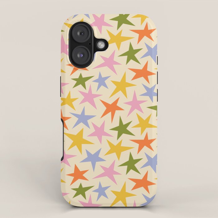 Colorful retro star shape art pattern iPhone Case Gallery Image 1