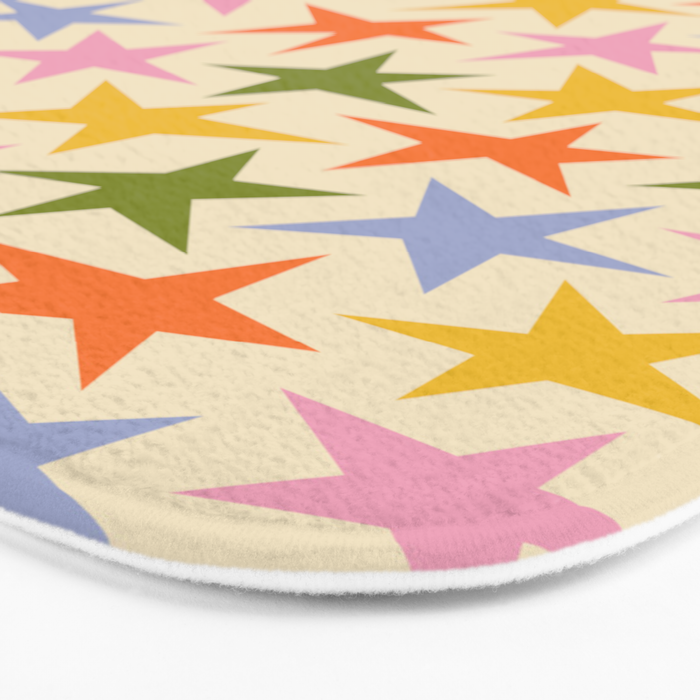 Colorful retro star shape art pattern Bath Mat Gallery Image 3
