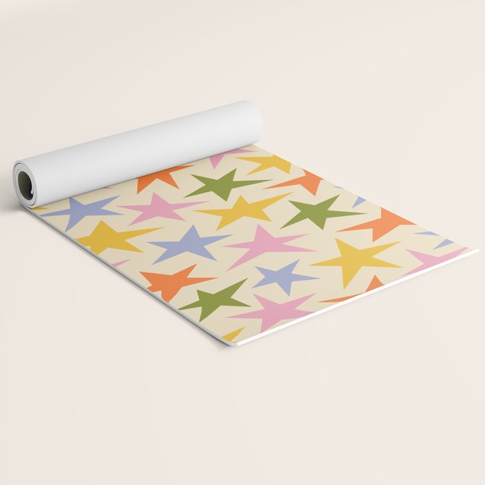 Colorful retro star shape art pattern Yoga Mat Gallery Image 2