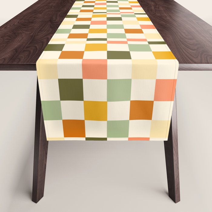 Vintage Checkerboard Pattern Table Runner Gallery Image 1