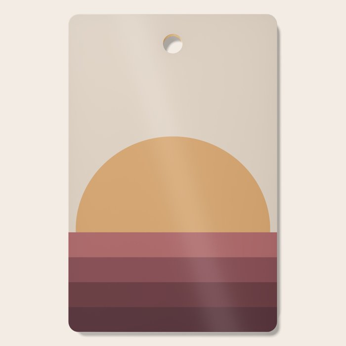 Minimal Retro Sunset Sunrise - Burgundy Ruby Red Cutting Board Gallery Image 1