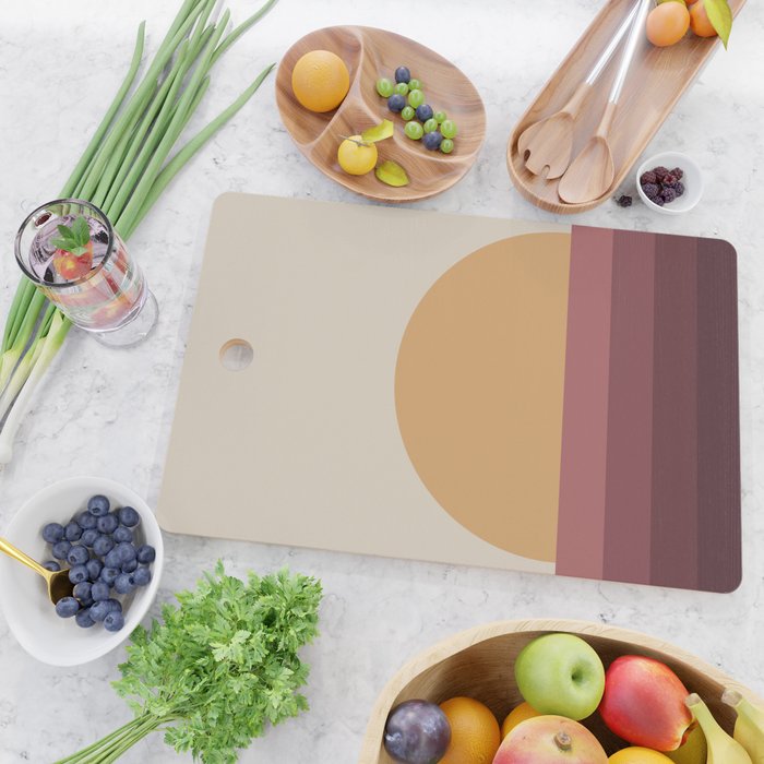 Minimal Retro Sunset Sunrise - Burgundy Ruby Red Cutting Board Gallery Image 2