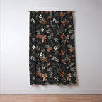Vintage Winter Foliage with Berries, Pinecones and Ribbons on Black Window Curtain Gallery Image 3