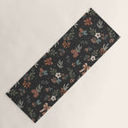 Vintage Winter Foliage with Berries, Pinecones and Ribbons on Black Yoga Mat Gallery Image 1