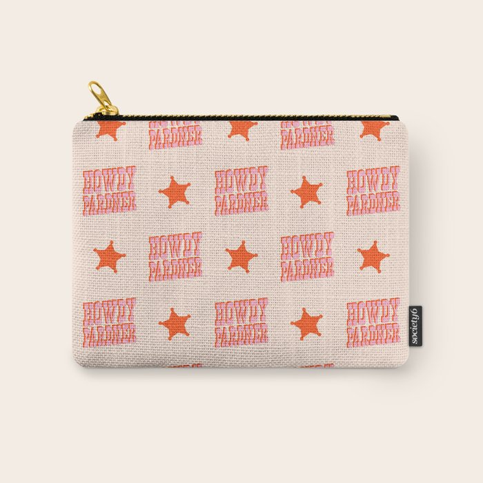 Old West: Howdy Pardner (bright pink and orange saloon style letters) Carry All Pouch Gallery Image 1