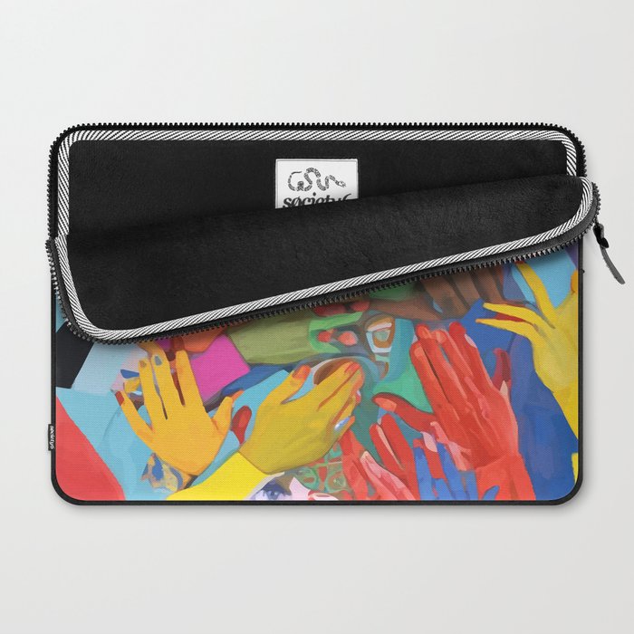 A Hand Is All We Need, Abstract Human Face Community, Humanity People Colorful Concept Positivity Laptop Sleeve Gallery Image 2