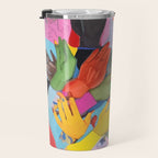 A Hand Is All We Need, Abstract Human Face Community, Humanity People Colorful Concept Positivity Travel Mug Gallery Image 3