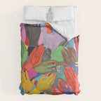 A Hand Is All We Need, Abstract Human Face Community, Humanity People Colorful Concept Positivity Comforter Gallery Image 6