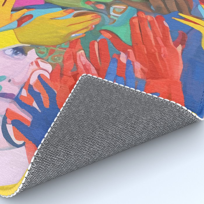 A Hand Is All We Need, Abstract Human Face Community, Humanity People Colorful Concept Positivity Rug Gallery Image 4