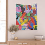 A Hand Is All We Need, Abstract Human Face Community, Humanity People Colorful Concept Positivity Wall Tapestry Gallery Image 2
