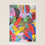 A Hand Is All We Need, Abstract Human Face Community, Humanity People Colorful Concept Positivity Stationery Card Gallery Image 2