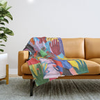 A Hand Is All We Need, Abstract Human Face Community, Humanity People Colorful Concept Positivity Throw Blanket Gallery Image 1