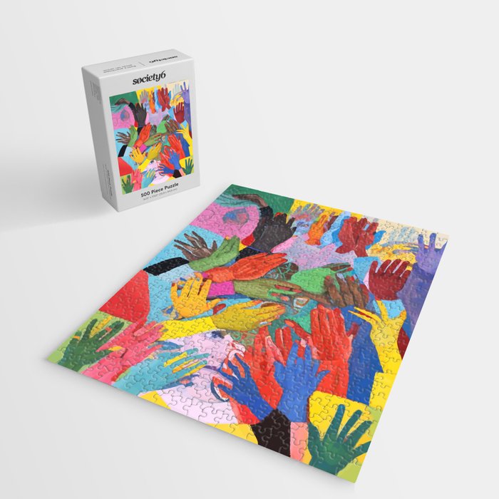 A Hand Is All We Need, Abstract Human Face Community, Humanity People Colorful Concept Positivity Jigsaw Puzzle Gallery Image 2
