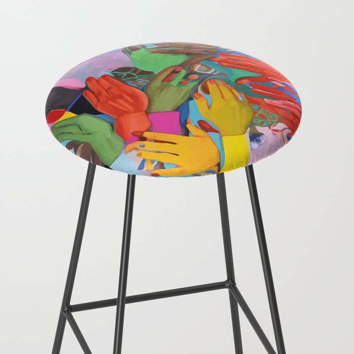 A Hand Is All We Need, Abstract Human Face Community, Humanity People Colorful Concept Positivity Stool Gallery Image 2