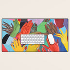 A Hand Is All We Need, Abstract Human Face Community, Humanity People Colorful Concept Positivity Desk Mat Gallery Image 1