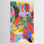 A Hand Is All We Need, Abstract Human Face Community, Humanity People Colorful Concept Positivity Tablecloth Gallery Image 2