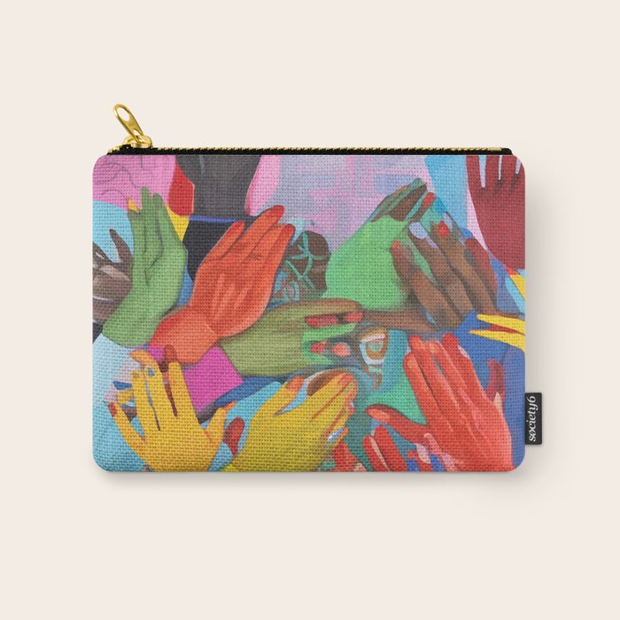 A Hand Is All We Need, Abstract Human Face Community, Humanity People Colorful Concept Positivity Carry All Pouch Gallery Image 1