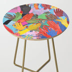 A Hand Is All We Need, Abstract Human Face Community, Humanity People Colorful Concept Positivity Side Table Gallery Image 2