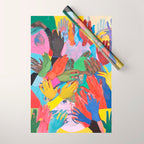 A Hand Is All We Need, Abstract Human Face Community, Humanity People Colorful Concept Positivity Wrapping Paper Gallery Image 1