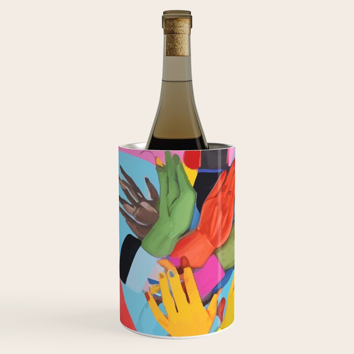 A Hand Is All We Need, Abstract Human Face Community, Humanity People Colorful Concept Positivity Wine Chiller Gallery Image 2