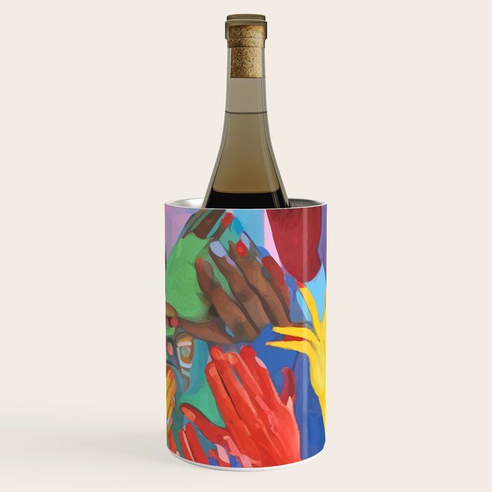 A Hand Is All We Need, Abstract Human Face Community, Humanity People Colorful Concept Positivity Wine Chiller Gallery Image 3