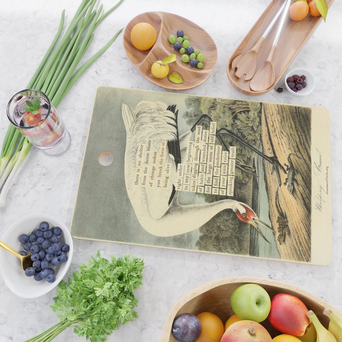 Bird Divinations: Whooping Crane (about: almanacofbirds.org) Cutting Board Gallery Image 2