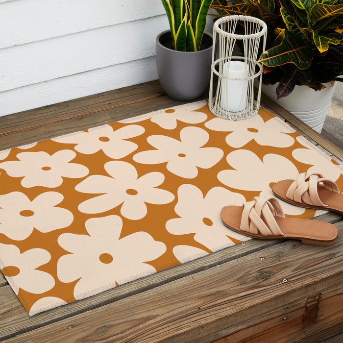 Retro Color Palette - 70's Daisy Outdoor Rug Gallery Image 2