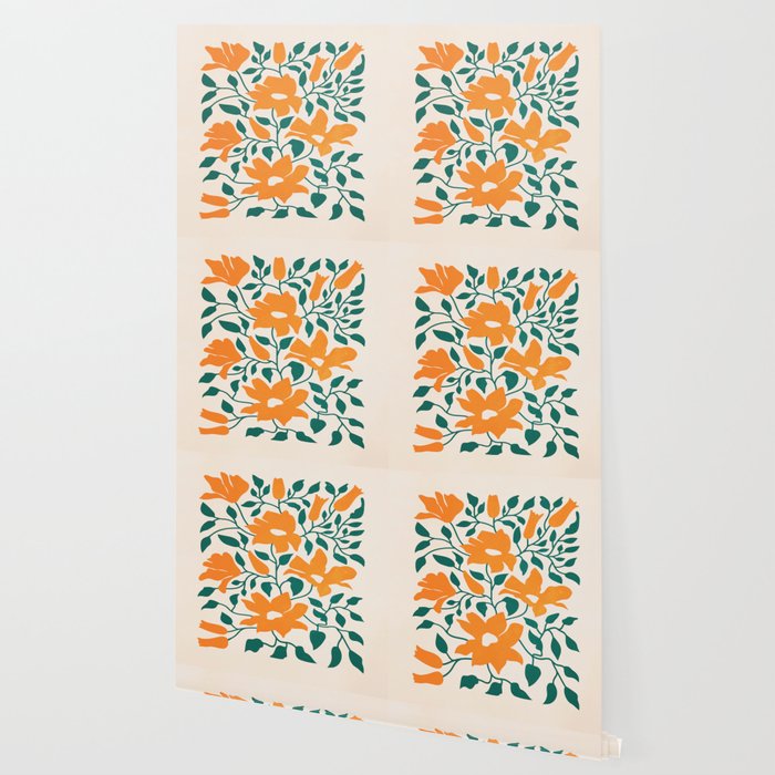 Tangerine & Pine: Matisse Flowers & Leaves Wallpaper Gallery Image 2