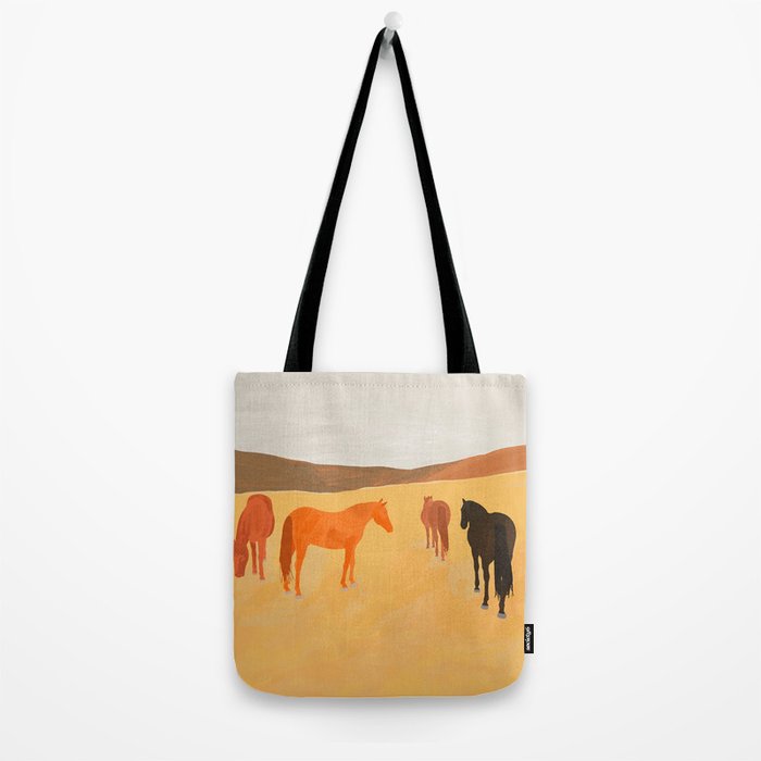Horses in the Golden Field Tote Bag Gallery Image 2
