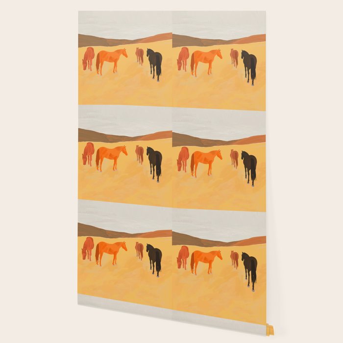Horses in the Golden Field Wallpaper Gallery Image 2