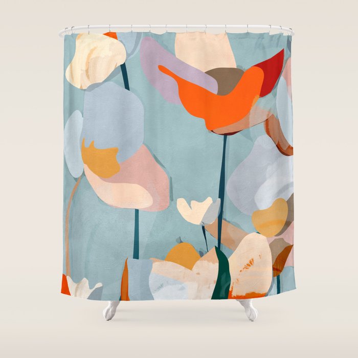 Layered Bloom Shower Curtain Gallery Image 1