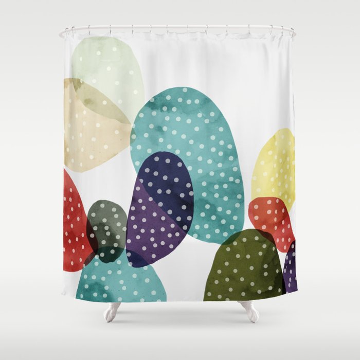 Cactus watercolor II Shower Curtain Gallery Image 1