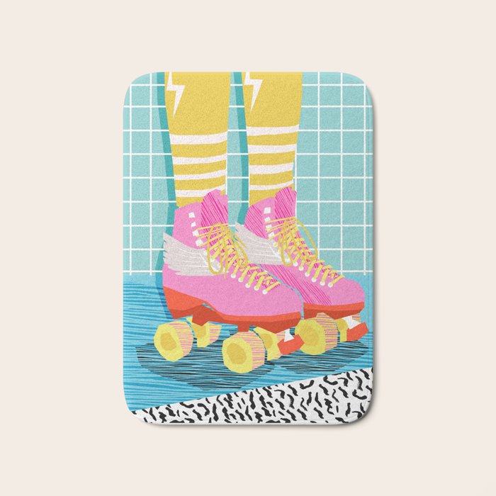 The Right Stuff - retro throwback 80s style rollerskates skating rink trendy 1980's Bath Mat Gallery Image 1