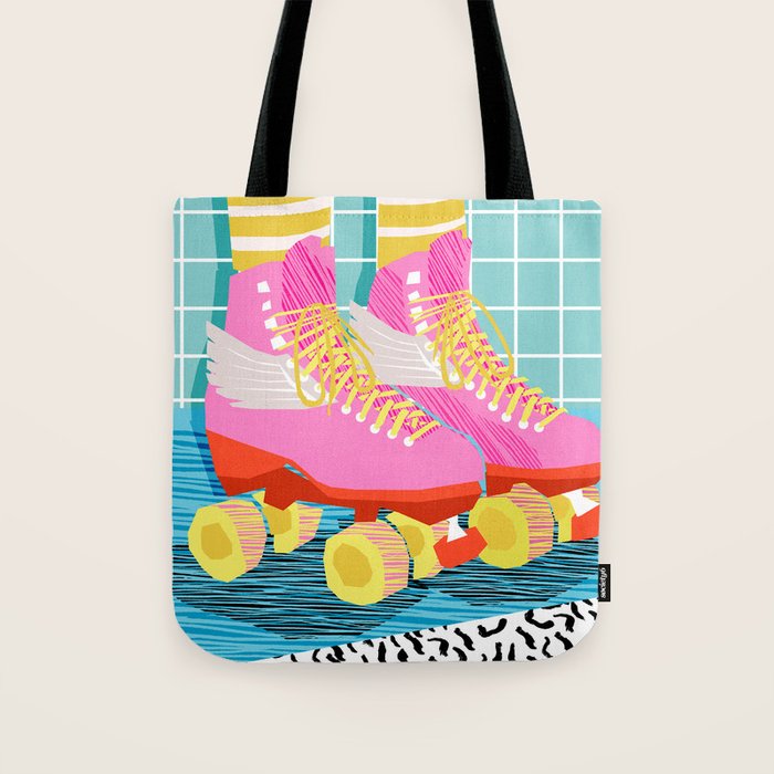 The Right Stuff - retro throwback 80s style rollerskates skating rink trendy 1980's Tote Bag Gallery Image 1