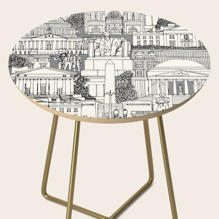 Washington DC toile gray Side Table Gallery Image 2