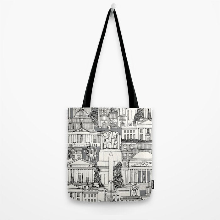 Washington DC toile gray Tote Bag Gallery Image 2