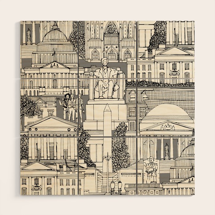 Washington DC toile gray Wood Wall Art Gallery Image 1