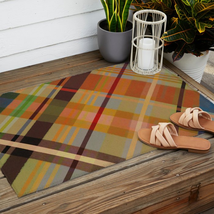 Colorful Plaid #2 Outdoor Rug Gallery Image 2