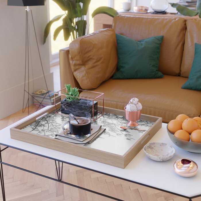 Wisteria Tree Art Print - Black and White Nature Photography Serving Tray Gallery Image 2