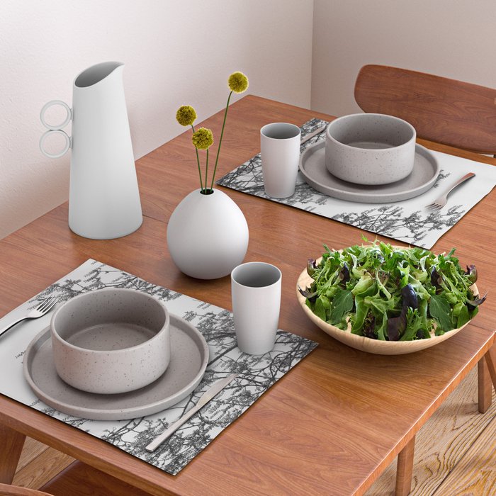 Wisteria Tree Art Print - Black and White Nature Photography Placemat Gallery Image 2