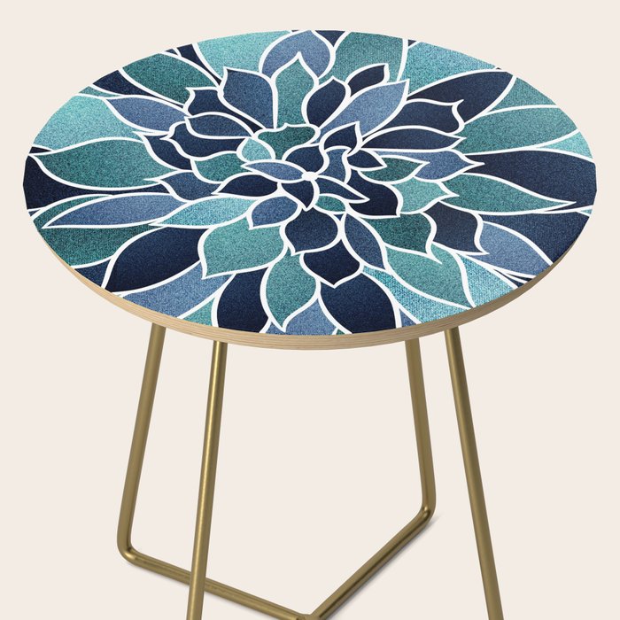 Festive, Flower Bloom, Navy Blue and Teal Side Table Gallery Image 2