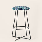 Festive, Flower Bloom, Navy Blue and Teal Stool Gallery Image 1