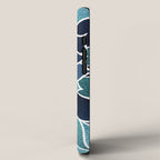 Festive, Flower Bloom, Navy Blue and Teal iPhone Case Gallery Image 2