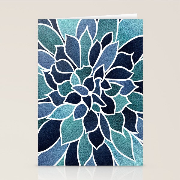 Festive, Flower Bloom, Navy Blue and Teal Stationery Card Gallery Image 2