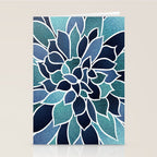 Festive, Flower Bloom, Navy Blue and Teal Stationery Card Gallery Image 2