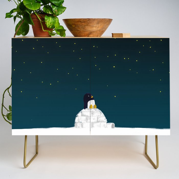 Star gazing - Penguin's dream of flying Credenza Gallery Image 1