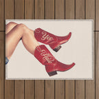 These Boots - Yeehaw Rustic Red n Neutral Outdoor Rug Gallery Image 1