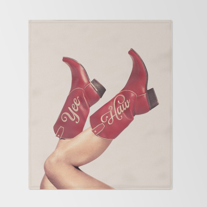 These Boots - Yeehaw Rustic Red n Neutral Throw Blanket Gallery Image 2